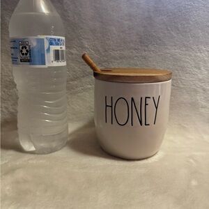 Rae Dunn White Honey Pot with Wooden Lid